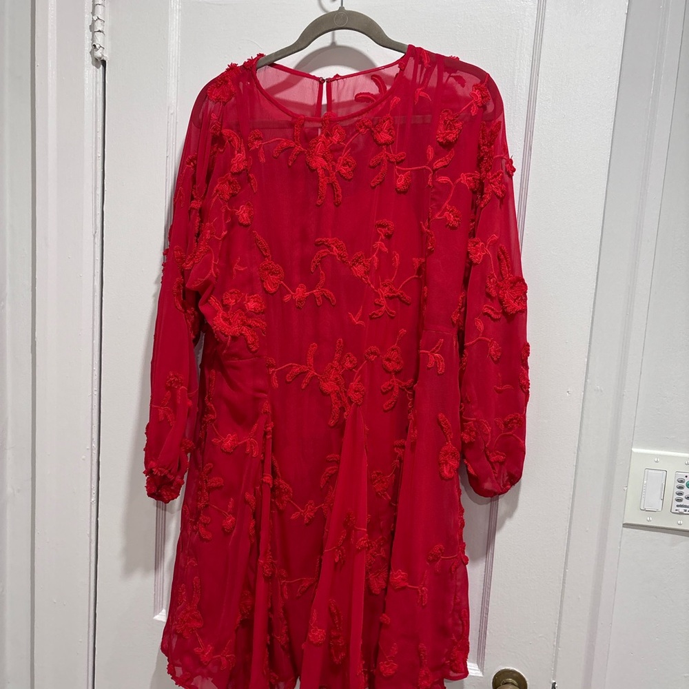 Elegant Red Floral Dress